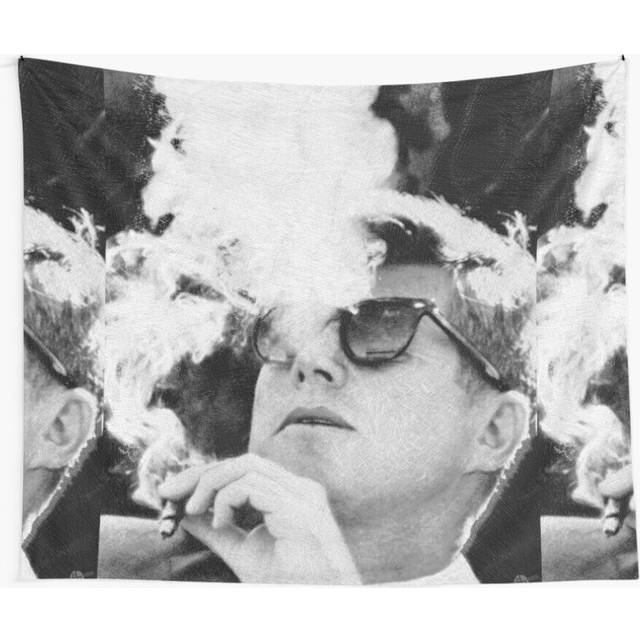 Tapestry 60x50inch John F Kennedy Cigar And Sunglasses Black And White JFK Wall Hanging Art DÃ©cor Living Room