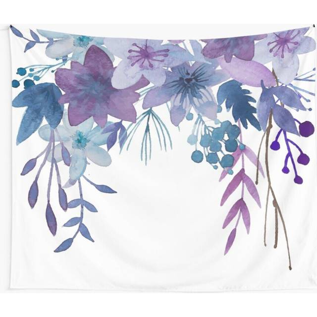Tapestry 60x50inch Blue Purple Flowers Wall Hanging Art DÃ©cor Living Room