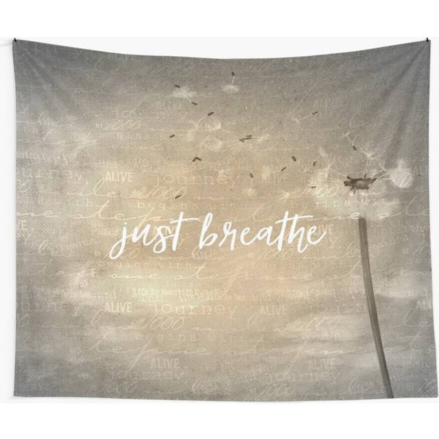 Tapestry 60x50inch Just Breathe Quote with Dandelion Wall Hanging Art DÃ©cor Living Room