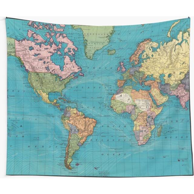 Tapestry 60x50inch Vintage Map of The World (1897) Wall Hanging Art DÃ©cor Living Room