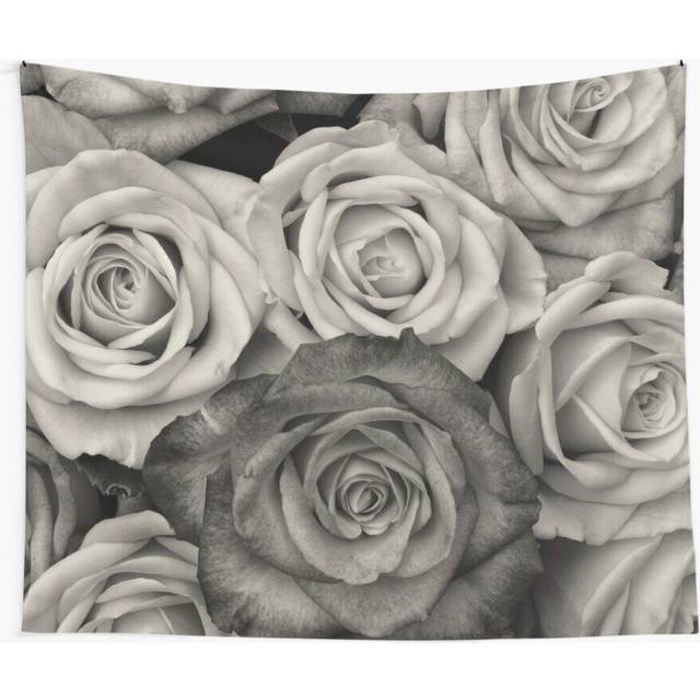 Tapestry 60x50inch Black and White Rose Bouquet Wall Hanging Art DÃ©cor Living Room