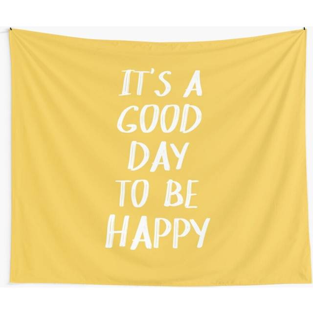 Tapestry 60x50inch It's a Good Day to Be Happy in Yellow Wall Hanging Art DÃ©cor Living Room