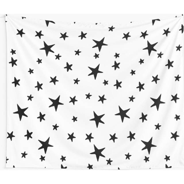 Tapestry 60x50inch Stars - Black on White Wall Hanging Art DÃ©cor Living Room