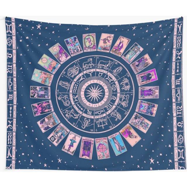 Tapestry 60x50inch Pastel Goth Zodiac, Astrology Chart the Major Arcana Tarot Wall Hanging Art DÃ©cor Living Room