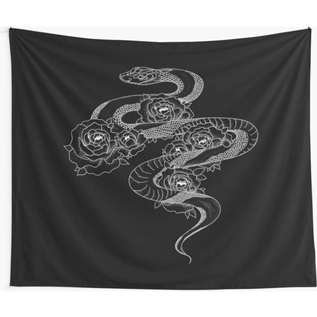 Tapestry 60x50inch Snake Peonies (white) Wall Hanging Art DÃ©cor Living Room
