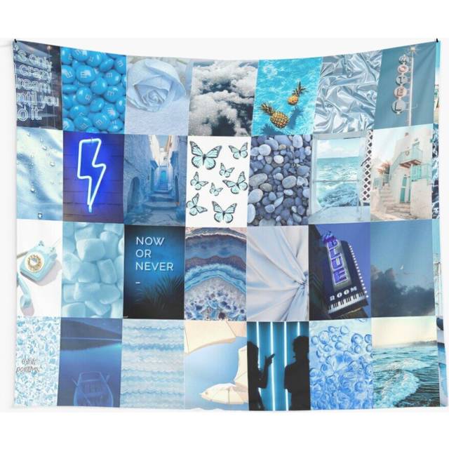 Tapestry 60x50inch Blue Aesthetic Tumblr Collage Wall Hanging Art DÃ©cor Living Room