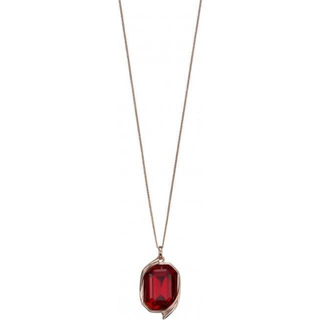 Elements Silver Siam Red Swarovski Rose Gold Plate Ribbon Pendant P4687R