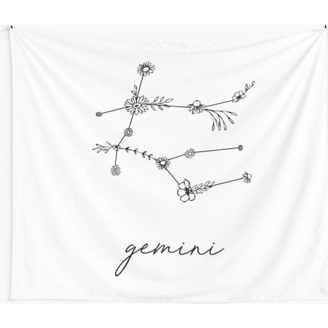 Tapestry 60x50inch Gemini Zodiac Wildflower Constellation Wall Hanging Art DÃ©cor Living Room