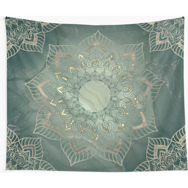 Tapestry 60x50inch Dusty green and gold mandala - Elegant boho patterns Wall Hanging Art DÃ©cor Living Room