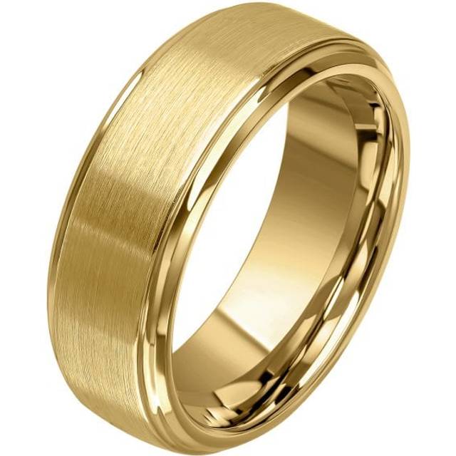 Tungsten Brushed Gold Plated Ring R3862 / Size 62