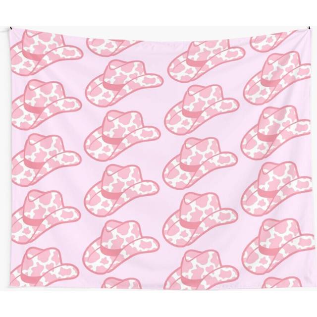Tapestry 60x50inch pink cow cowgirl hat Wall Hanging Art DÃ©cor Living Room