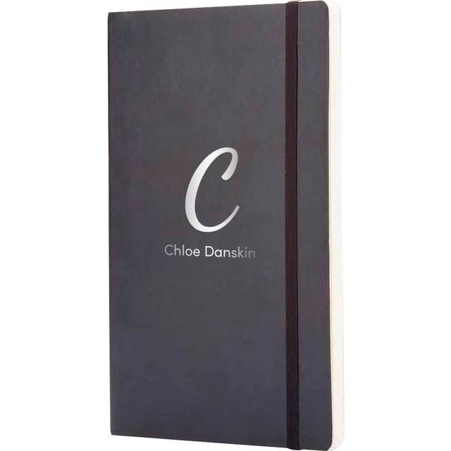Personalised Moleskine Soft Cover Ruled Notebook Large with Silver Foil Detail, Black