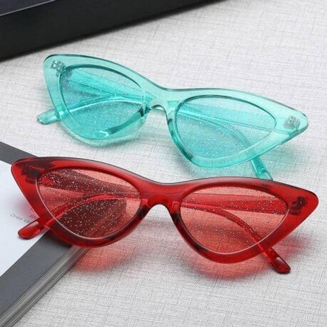 (Pink) YOOSKE Small Cateye 90s Sunglasses Women Vintage Cat Eye Glasses Frame Tint Sexy Shiny Lens Sun Glasses Shades for Womens