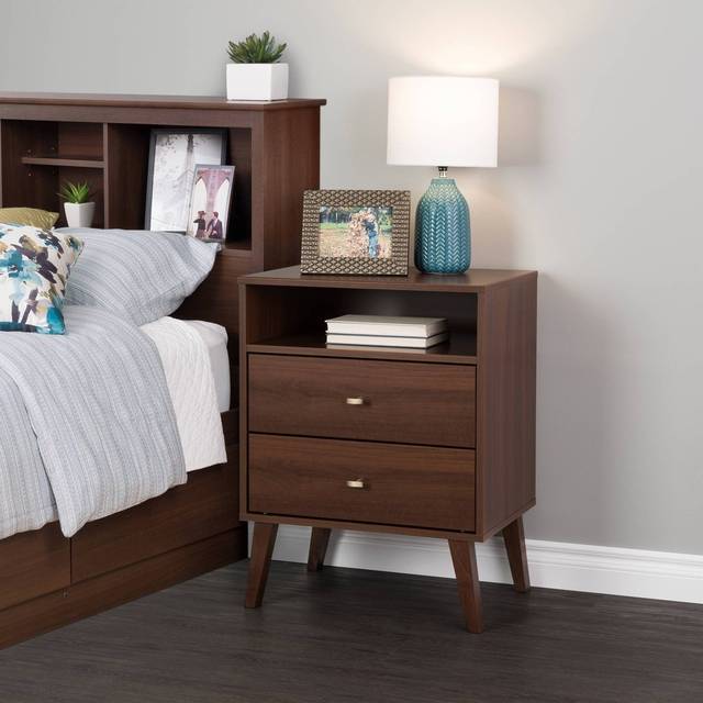 Milo 2-drawer Tall Nightstand with Open Shelf  Cherry