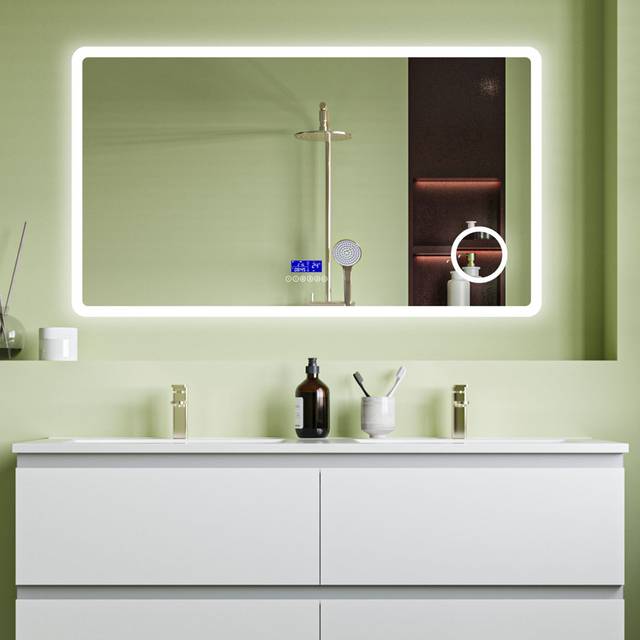Bluetooth LED Bathroom Mirror with Dimmable 3 Colour, 3x Magnifying Anti Fog Clock Touch Switch - White (140 x 80)