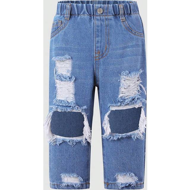 SHEIN Baby Girl Cool & Street Style Ripped Loose Fit Comfortable Jeans