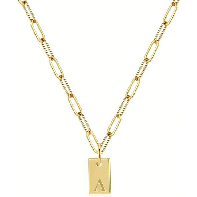 S925 Sterling silver Engelska Första Halsband Guldplätterat Halsband Delikat Guldig Initialer bricka namn Halsband Smycke Presenter (L,M,S,H,A,T,O,X,B,C,D,E,F,G,I,J,K,N,P,Q,R,U,V,W,Y,Z)