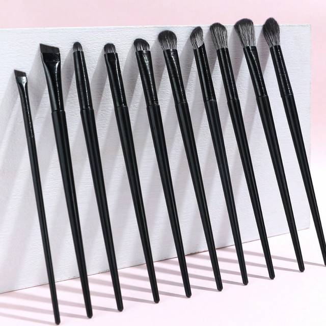 baopinger 10-Pack Black Eye Brush, Delicate Eye Makeup Brush, Eyeshadow Brush, Concealer Brush, Nose Shadow Brush, Contour Brush, Eyebrow Brush, Eyeliner Brush,