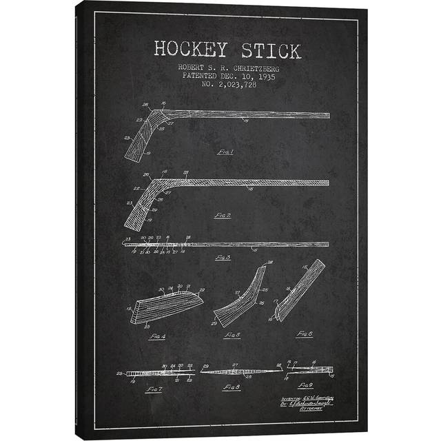 'Hockey Stick' Graphic Art Print on Wrapped Canvas in Charcoal (152.5 cm H x 101.5 cm W)