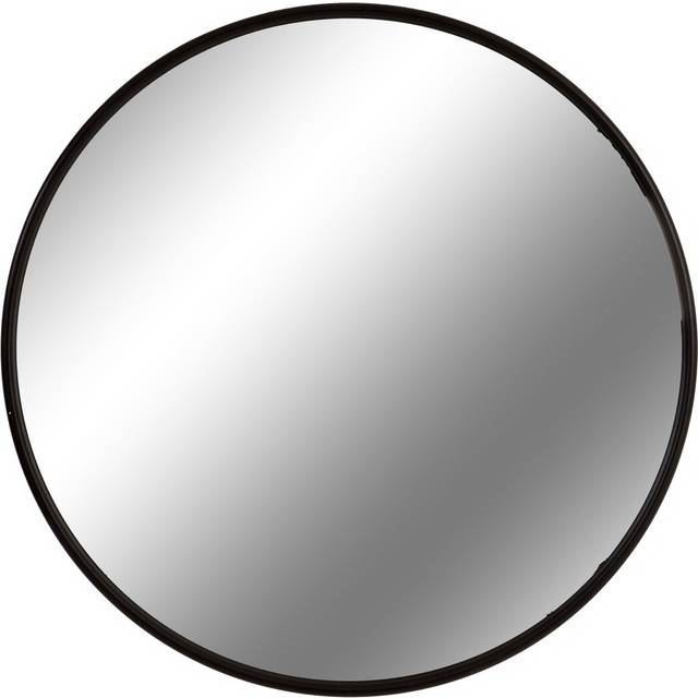Black Large Circular Metal Wall Mirror (120cm H X 120cm W X 2cm D)