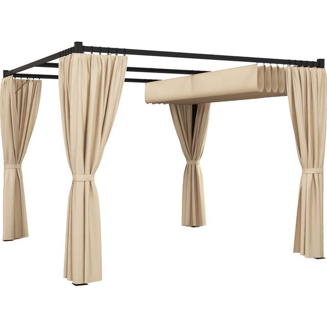 Altamahaw 3m x 3m Metal Pergola - Beige (227cm H X 300cm W X 300cm D)