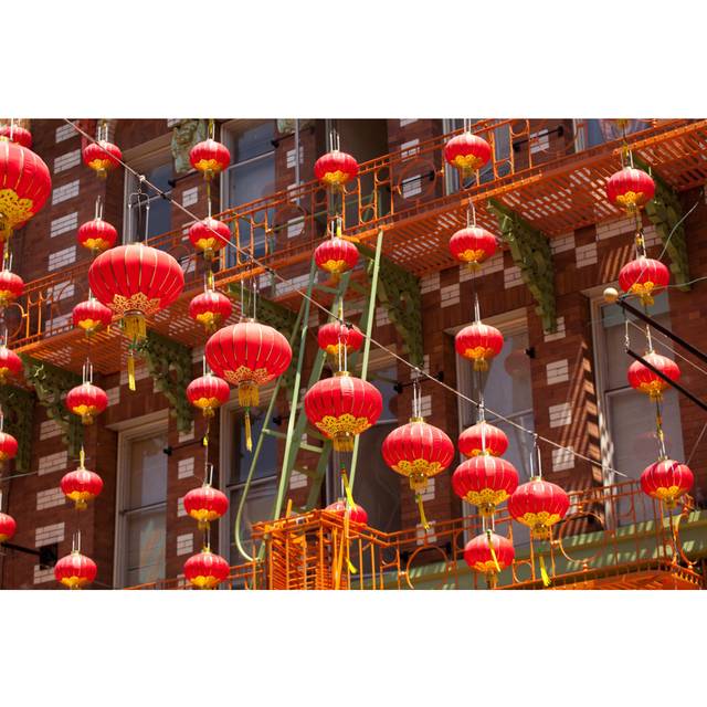 Red Lanterns Hanging In Chinatown (30cm H x 46cm W x 3.8cm D)