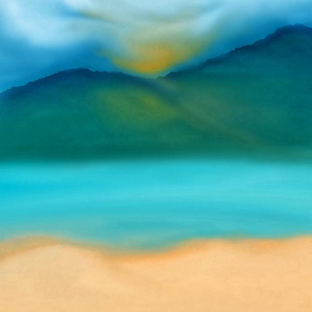 Seascape - Wrapped Canvas Art Prints - Blue;Brown;Yellow (51cm H x 51cm W x 3.8cm D)