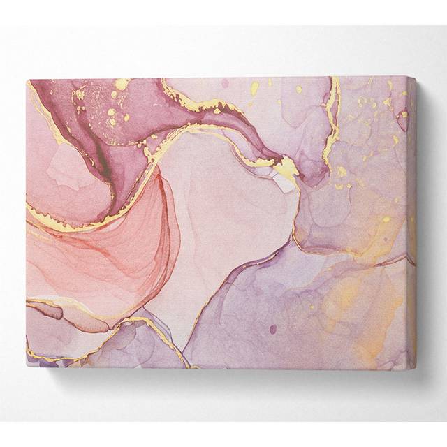 Oil Paint Pink And Gold Canvas Watercolour (66cm H x 106.6cm W x 10cm D)