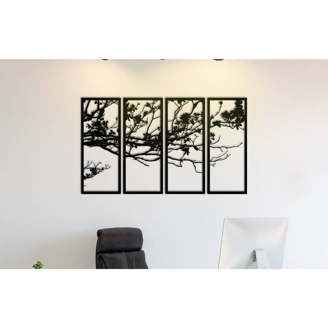4 Piece Rise of Nature Wall Décor Set - Black (59.94cm H X 99.56cm W)