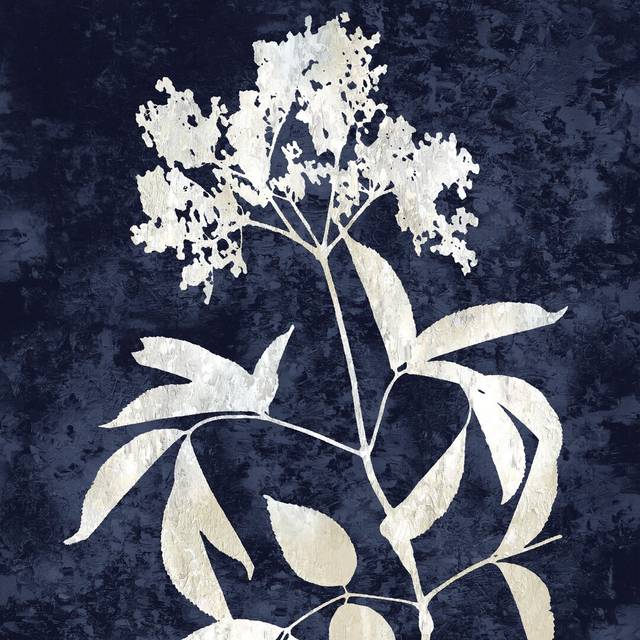 Tan And Navy Floral 5 (30cm H x 30cm W x 3.8cm D)