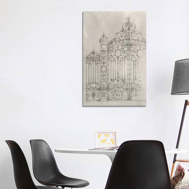Iron Gate Design I by Ethan Harper - Wrapped Canvas Drawing (101.6cm H x 66.04cm W x 3.81cm D)