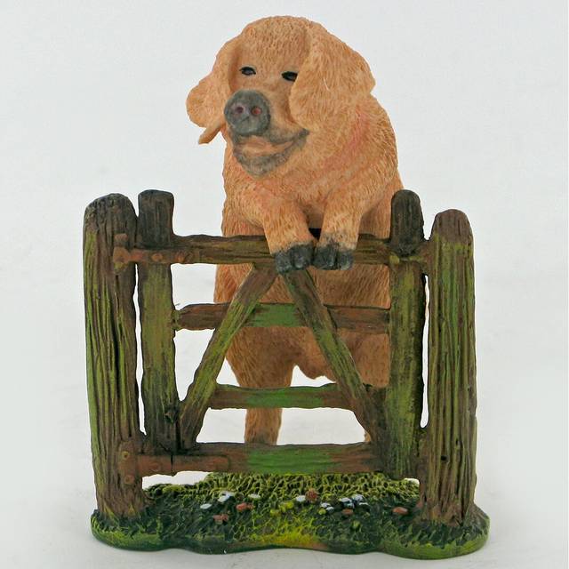 Pig at a Gate Lugenia Figurine - Brown;Green;Pink (8cm H X 6cm W X 4.5cm D)