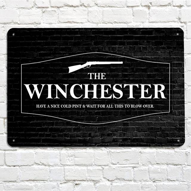 Happy Larry The Winchester Bar - A4 Metal Pub Black brick wall Sign (30cm H X 20cm W)
