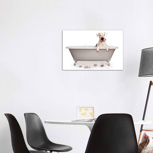 Muddy Dog in Bath Tub by Susan Schmitz - Wrapped Canvas Graphic Art Print (101.6 cm H x 66.04 cm W x 1.91 cm D)