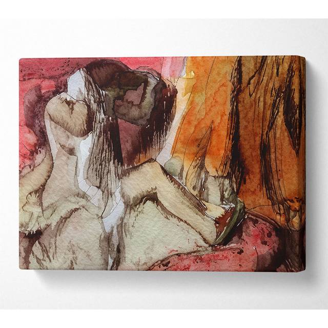 Degas Seated Female Nude On A Chaise Lounge - Wrapped Canvas Art Prints - Multicolour (66cm H x 106.6cm W x 10cm D)