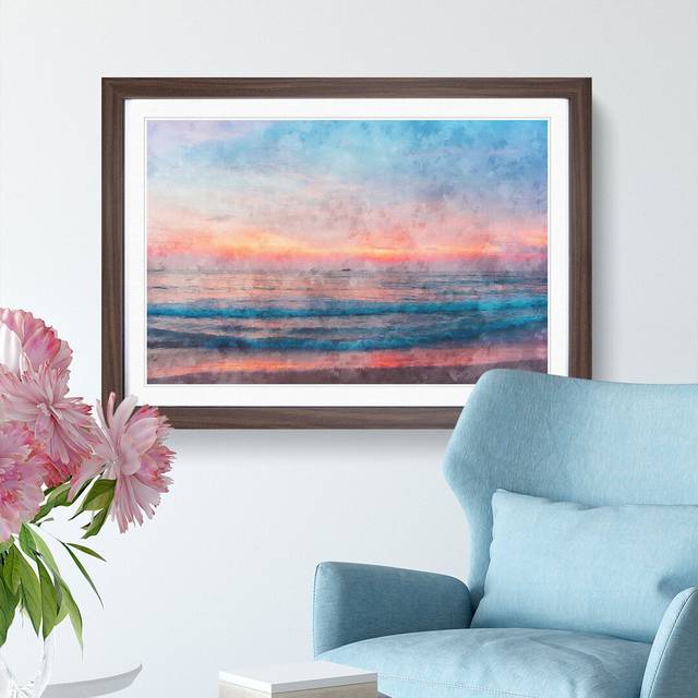 Sundown in Sri Lanka - Picture Frame Graphic Art Print - Walnut Framed (62cm H x 87cm W x 2cm D)