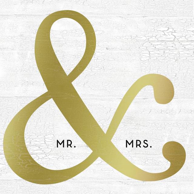 Golden Ampersand Mr Mrs (51cm H x 51cm W)