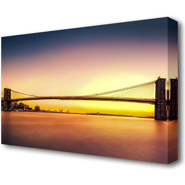Sunset over Brooklyn Bridge New York - Wrapped Canvas Photograph Print (50.8 cm H x 81.3 cm W)