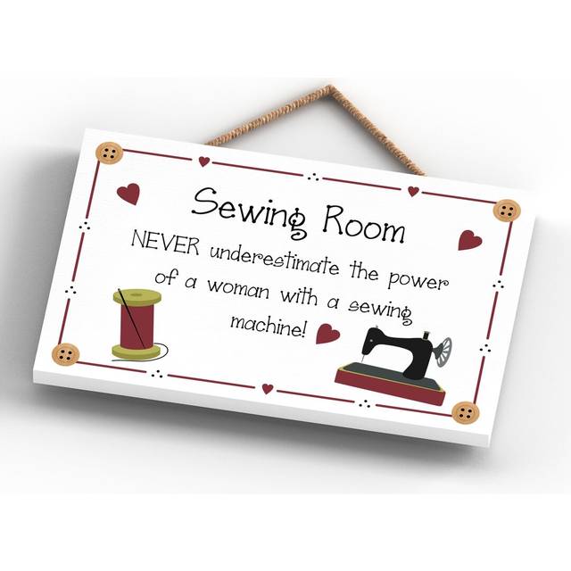 Sewing Room Power of a Women Wall Décor - Black;White;Red (12cm H X 18.5cm W)