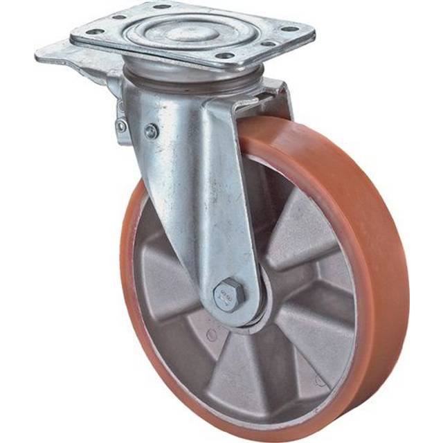 Lenkrolle m.Festst.D.125mm, Trgf.200kg m.Platte Kugell.Guß-PUR