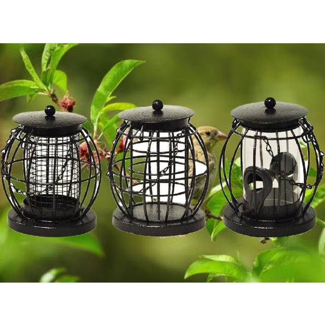 3 Wild Bird Feeders Nut Seed And Fat Ball - Black
