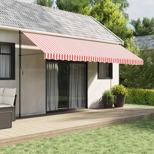 vidaXL Replacement Fabric for Awning Red and White Stripe 5x3.5 m
