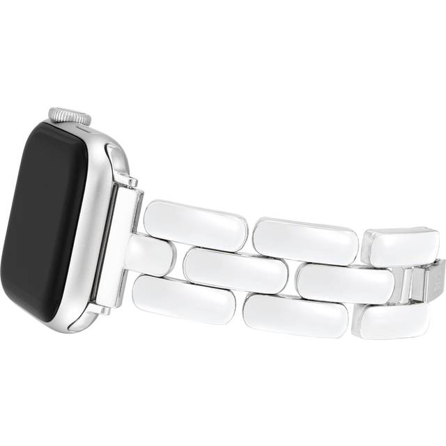 Anne Klein Women's Enamel Link Bracelet for Apple Watch® in Silver-tone/White size 42/44/45/Ultra(49mm)