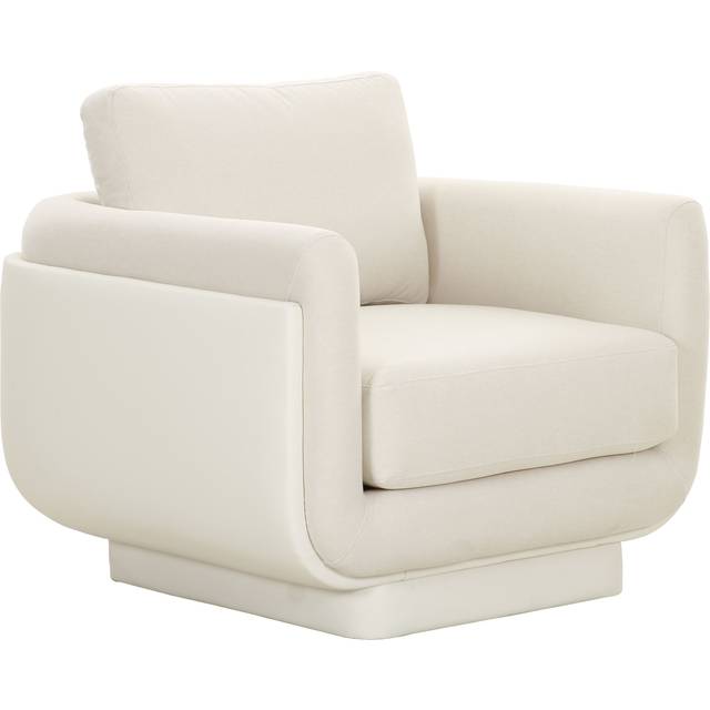 Rhonnie Monotone Armchair - Linen/Vegan Leather/Wood - L89.9 x W90.2 x H78.7 cm - Cream