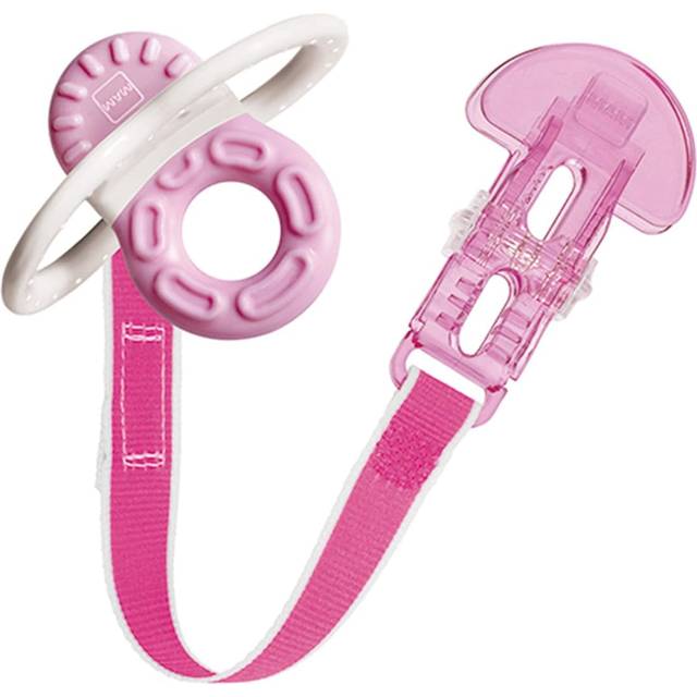 MAM Bite & Relax Fase 1 brosch clip C142 – bitring för spädbarn från 2 månader – rosa