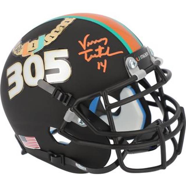 Vinny Testaverde Miami Hurricanes Autographed Schutt Turnover Chain Tradition Alternate Mini Helmet - Fanatics Exclusive