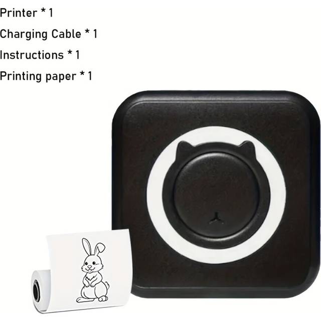 (Black) 1pc Mini Printer Portable Pocket Printer Inkless Photo Printer For Wireless Printer For IOS/Android Smartphone