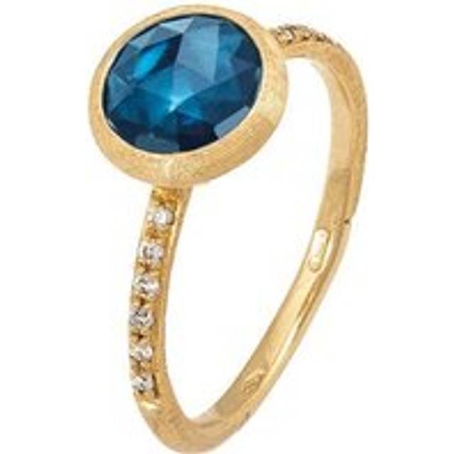 Marco Bicego Jaipur 18ct Yellow Gold London Blue Topaz 0.09ct Diamond Ring - T