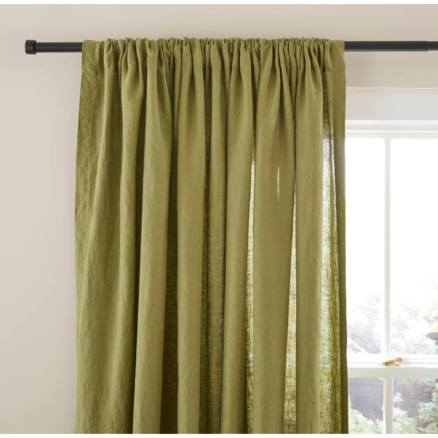 Linen Slot Top Curtains - Olive