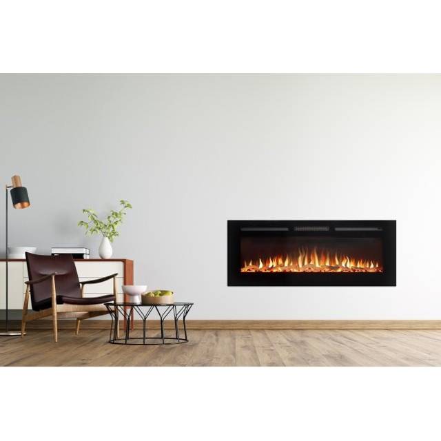 Adam Orlando Inset Wall Mounted Electric Inset Fire 50 inch - Black